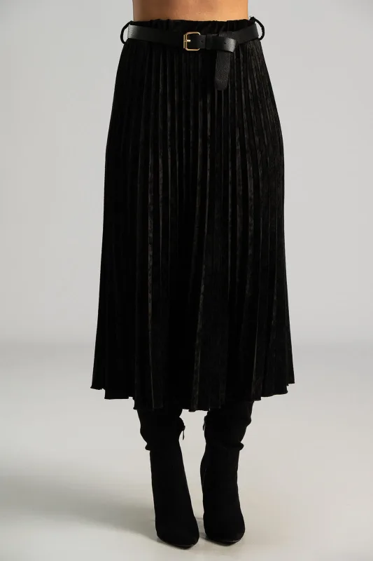 Φούστα Midi Velvet Πλισέ
