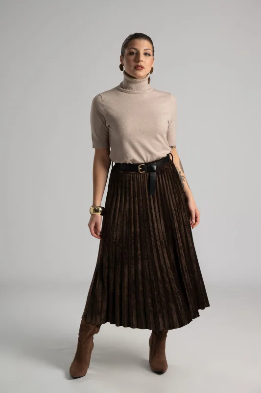 Φούστα Midi Velvet Πλισέ