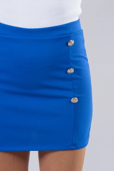Mini Skirt Buttons Blue Royal