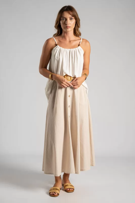 Skirt Solid Color Straw Belt
