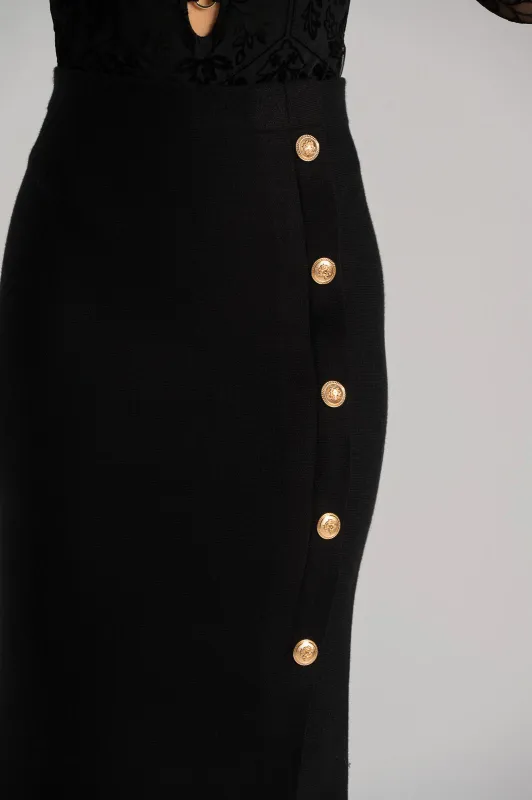 Φούστα Νημάτινη Χρυσά Κουμπιά