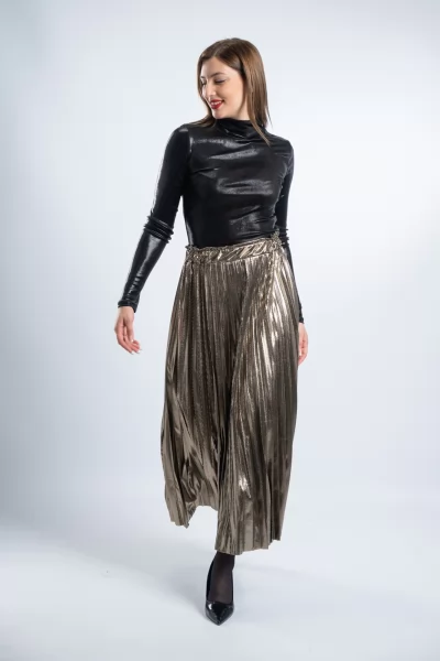 Φούστα Πλισέ Foil Metallic Χρυσή