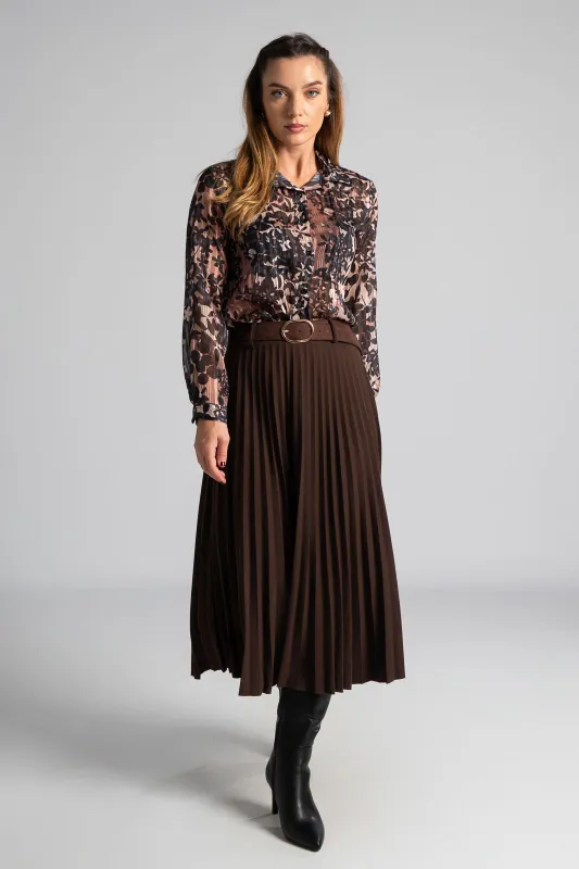 Φούστα Πλισέ Μονόχρωμη Midi