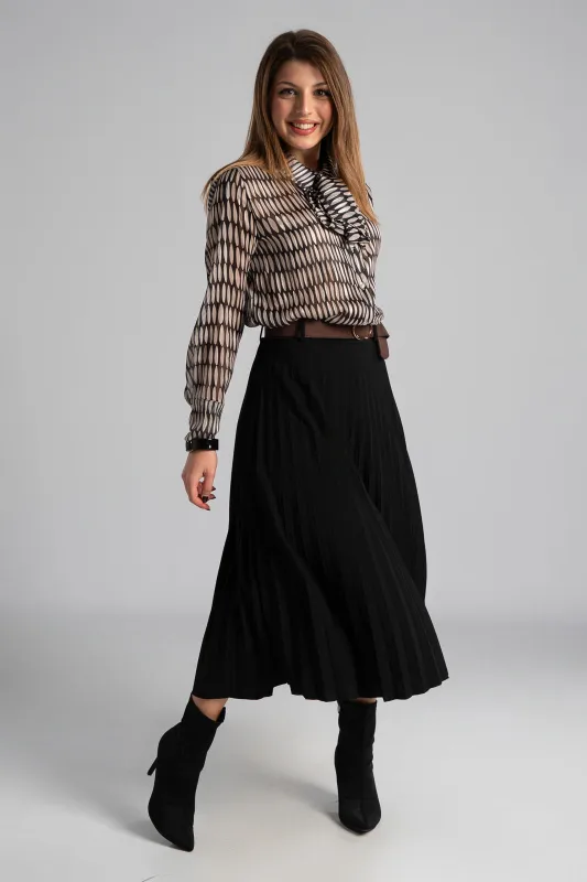 Φούστα Πλισέ Μονόχρωμη Midi