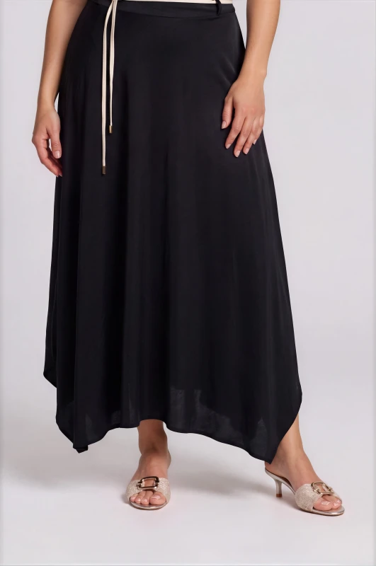 Satin Skirt Asymmetrical Belt 