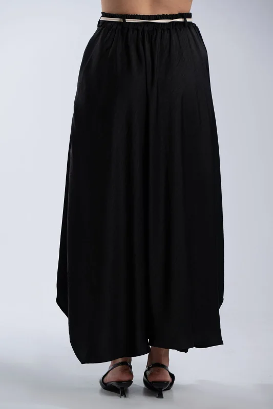 Satin Skirt Asymmetrical Belt 