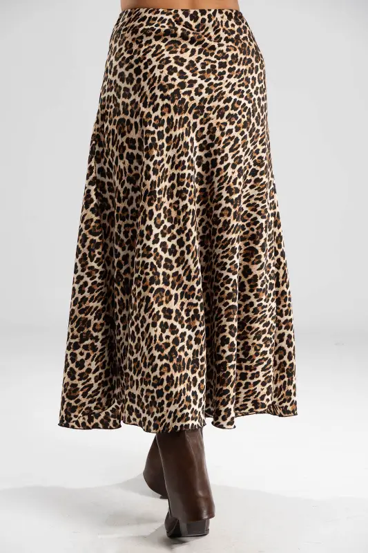 Leopard Satin Skirt Waistband