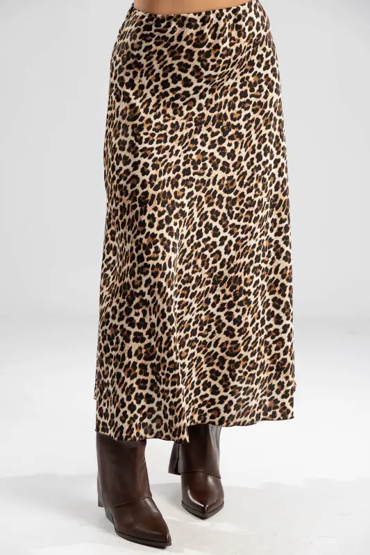 Leopard Satin Skirt Waistband
