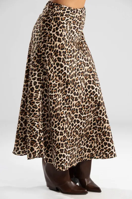 Leopard Satin Skirt Waistband