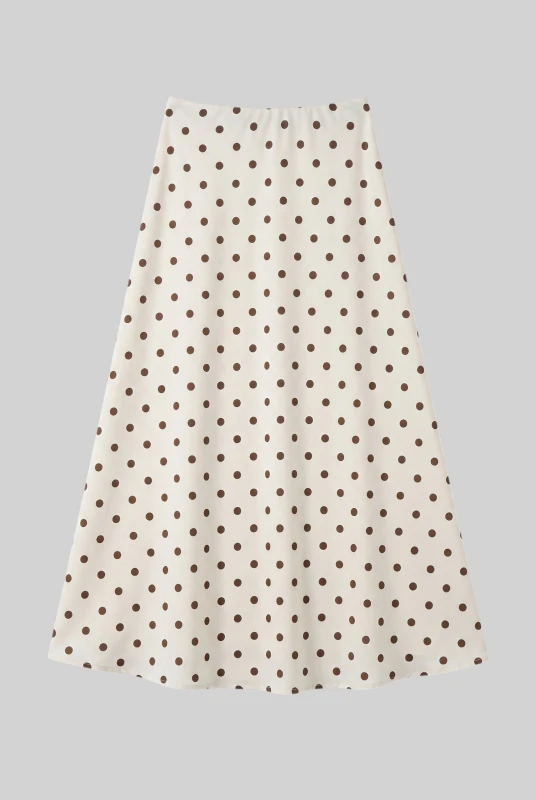 Satin Polka Dot Elastic Waist Skirt 