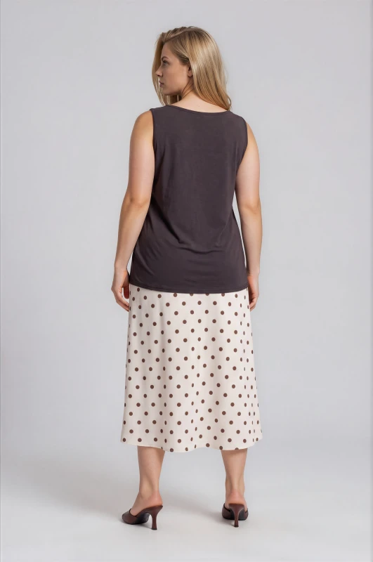 Satin Polka Dot Elastic Waist Skirt 