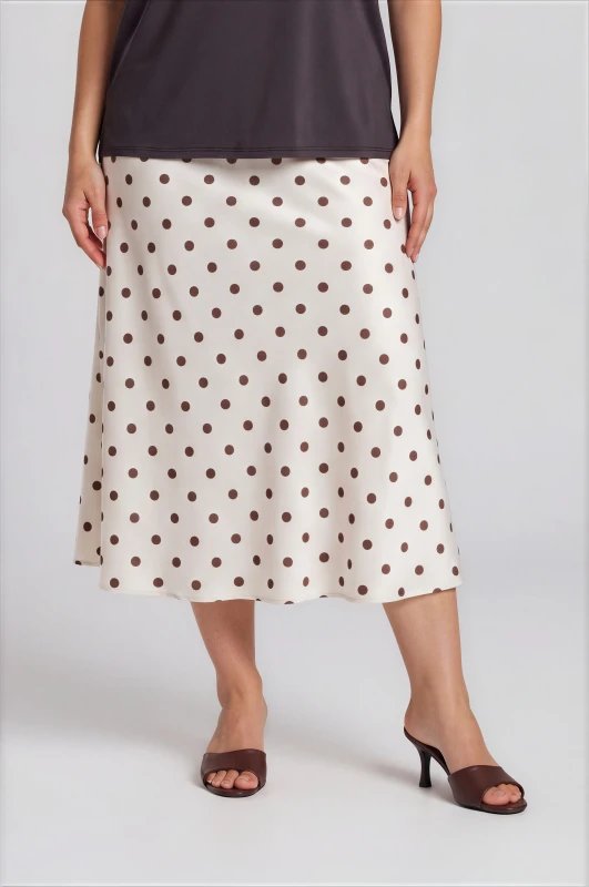 Satin Polka Dot Elastic Waist Skirt 