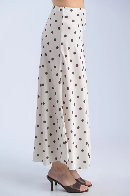 Satin Polka Dot Elastic Waist Skirt 
