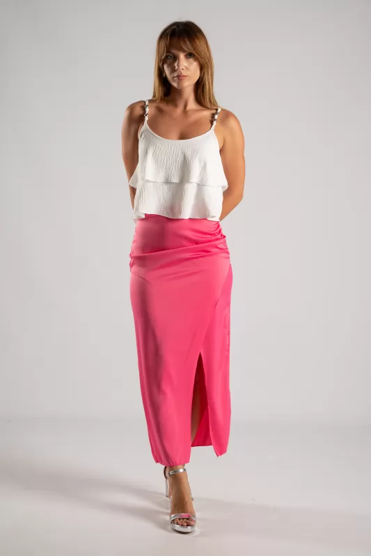 Satin Skirt Slit  
