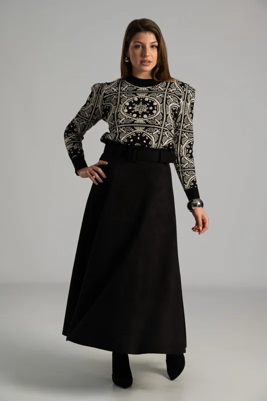 Φούστα Σουέτ Με Ζώνη