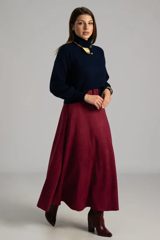 Suede Skirt With Belt