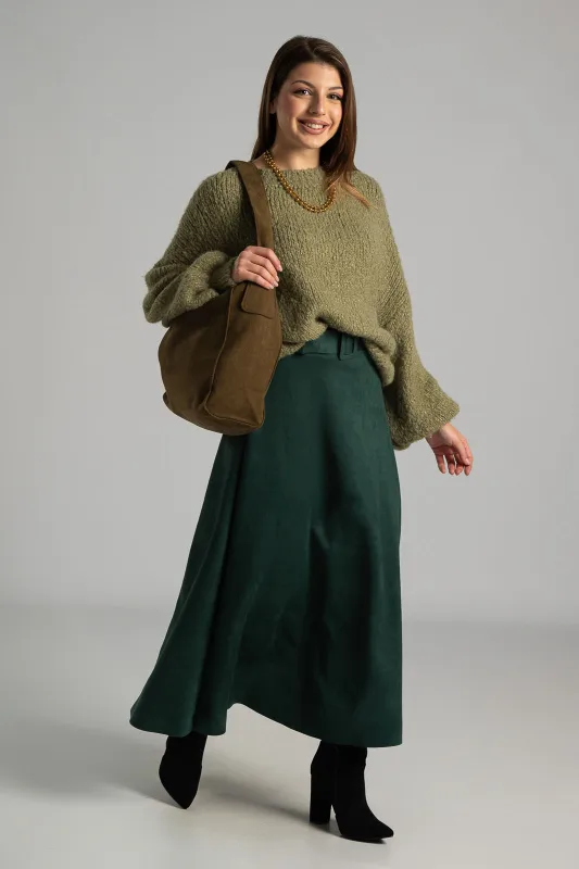 Suede Skirt With Belt