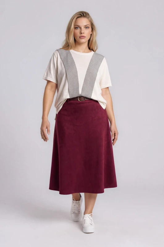 Suede Skirt Leather Belt