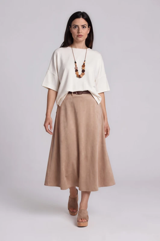 Suede Skirt Leather Belt
