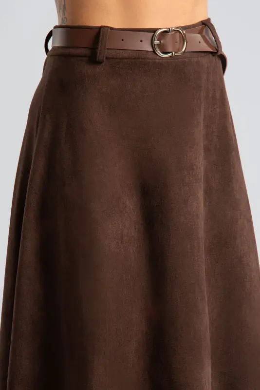Φούστα Suede Ψηλόμεση Ζώνη
