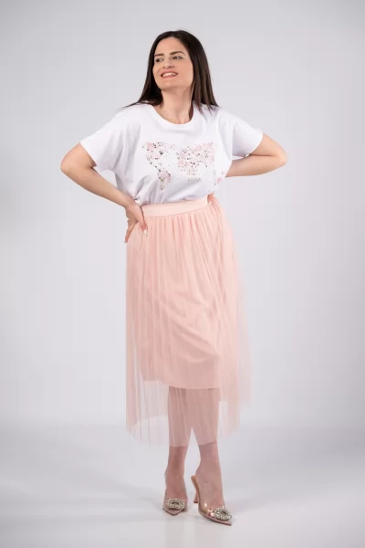 Tulle skirt Pleated pink