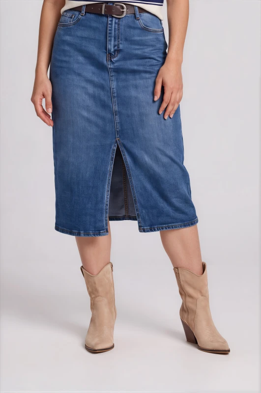 Jean Skirt Midi With Belt