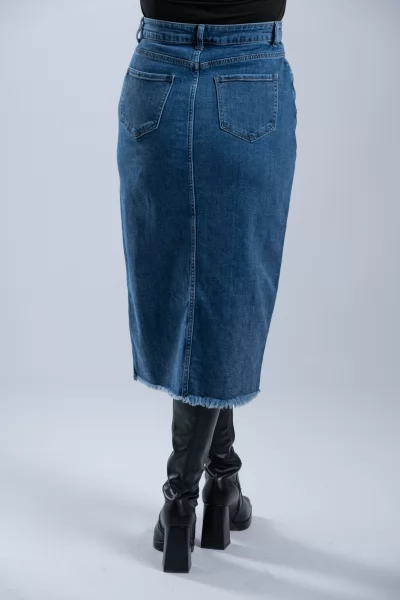 Φούστα Τζιν Πλαινό Σκίσιμο Denim Blue