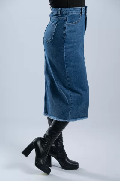 Φούστα Τζιν Πλαινό Σκίσιμο Denim Blue