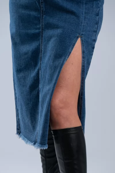 Φούστα Τζιν Πλαινό Σκίσιμο Denim Blue