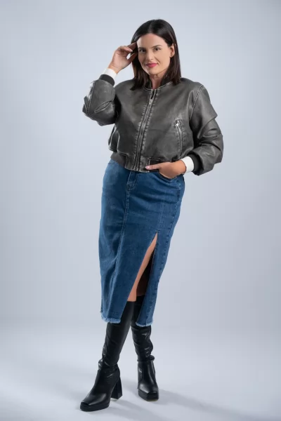 Φούστα Τζιν Πλαινό Σκίσιμο Denim Blue