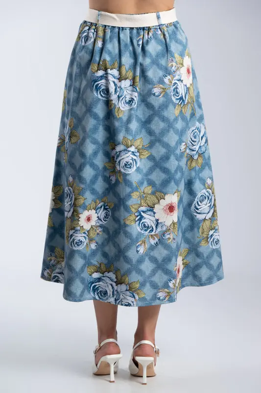 Skirt Cotton Floral Pleats 