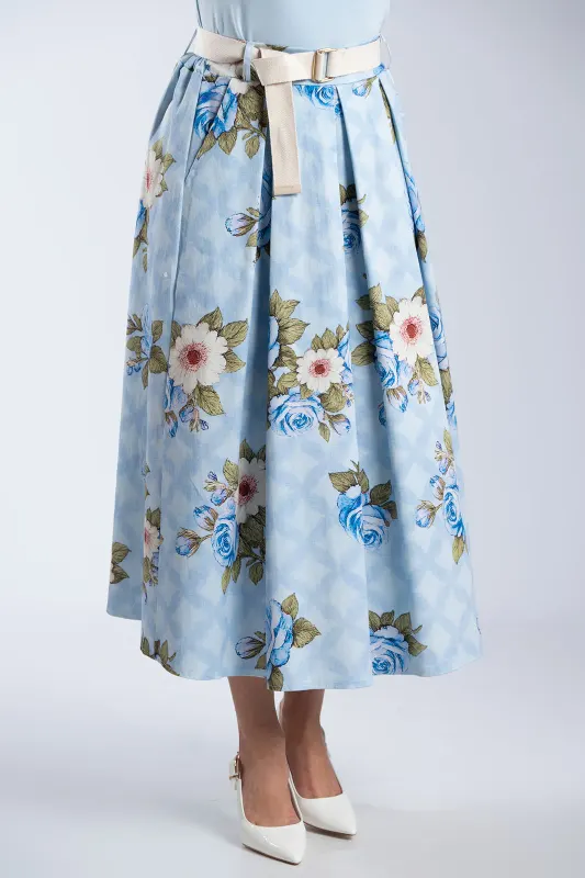 Skirt Cotton Floral Pleats 