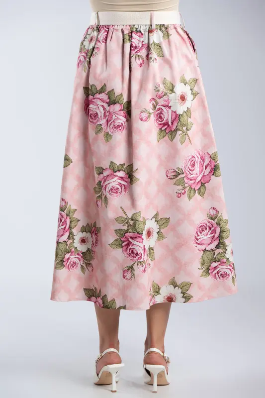 Skirt Cotton Floral Pleats 
