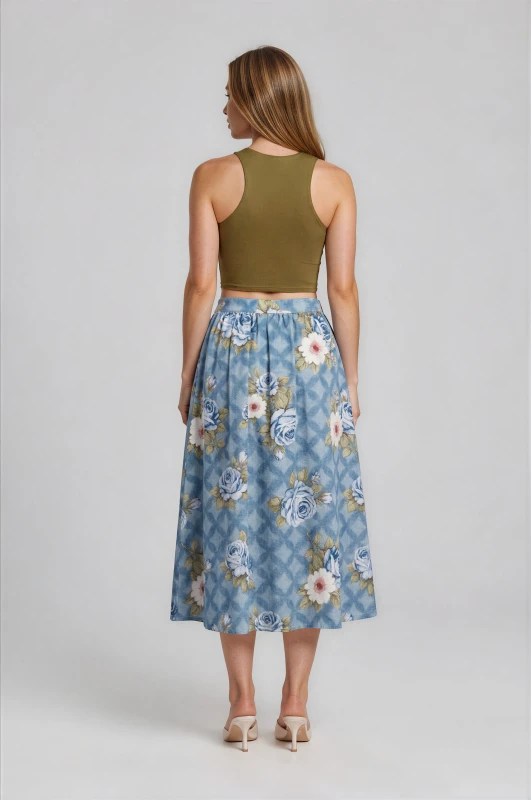 Φούστα Βαμβακερή Floral Πιέτες