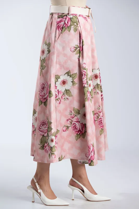 Skirt Cotton Floral Pleats 