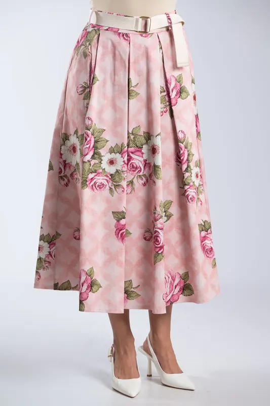Skirt Cotton Floral Pleats 