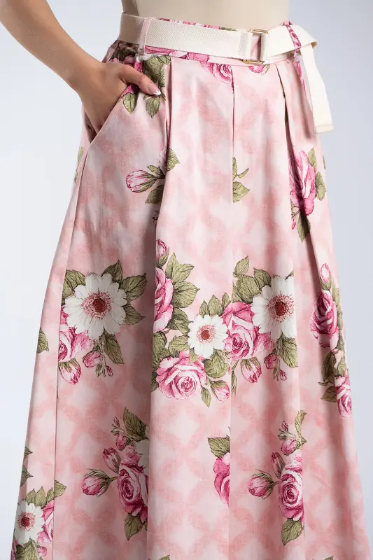 Skirt Cotton Floral Pleats 
