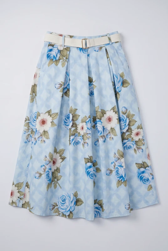 Skirt Cotton Floral Pleats 