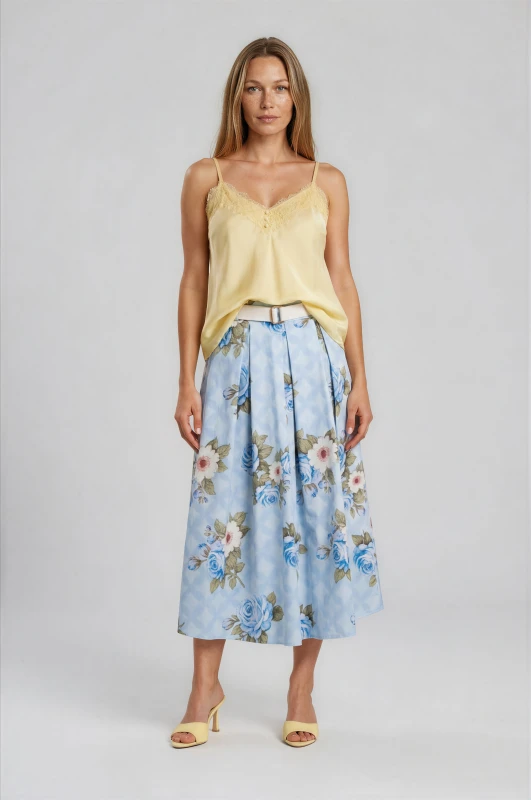 Φούστα Βαμβακερή Floral Πιέτες