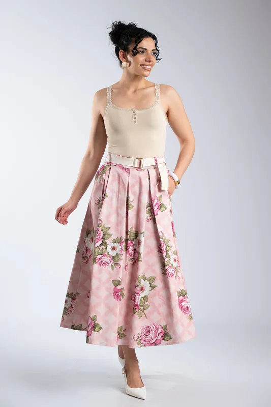 Φούστα Βαμβακερά Floral Πιέτες
