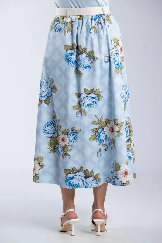 Skirt Cotton Floral Pleats 