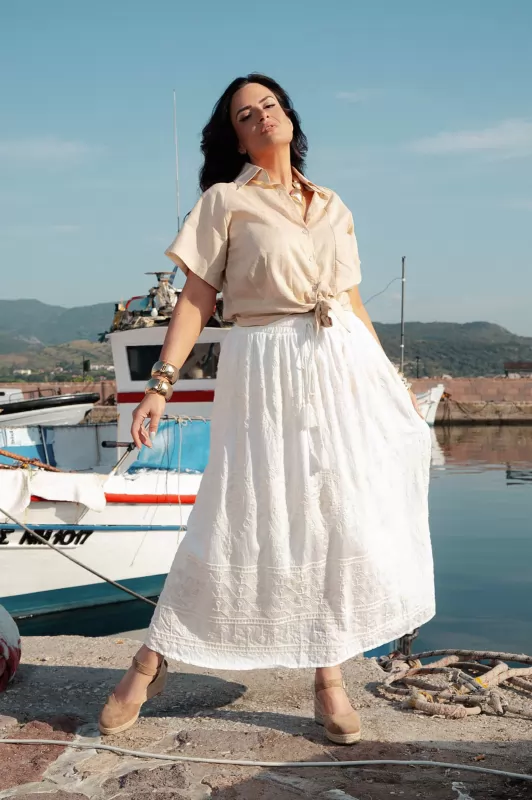 Φούστα Βαμβακερή Κέντημα