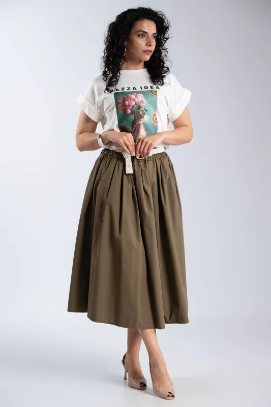 Cotton Skirt Knitted Belt 