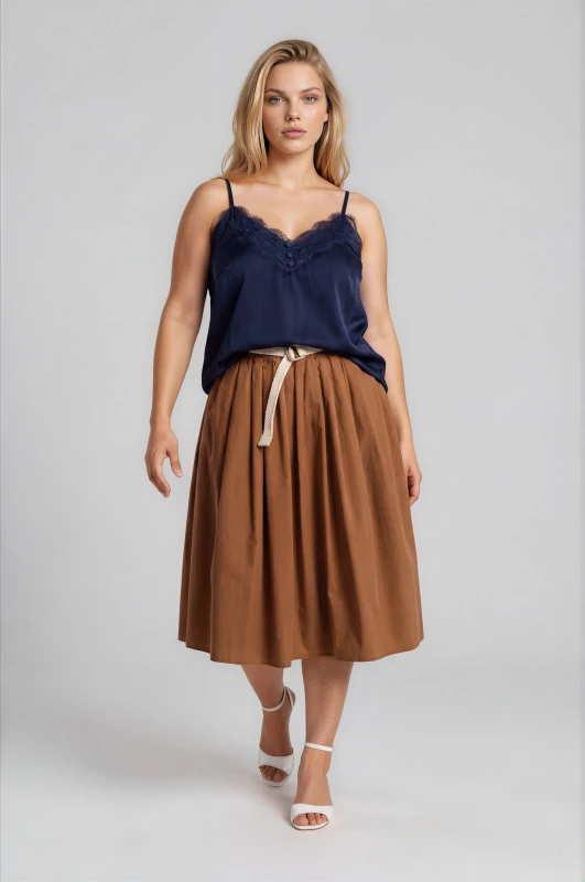 Cotton Skirt Knitted Belt 