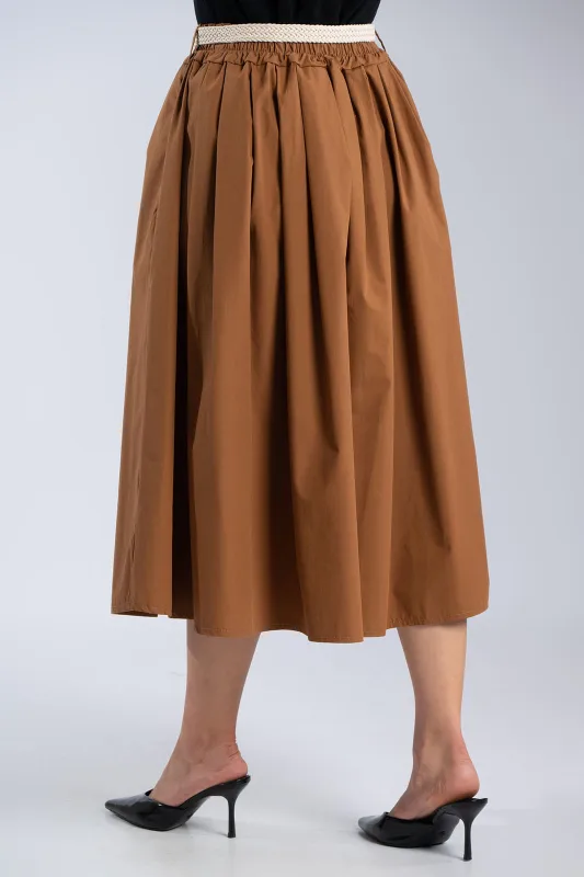 Cotton Skirt Knitted Belt 
