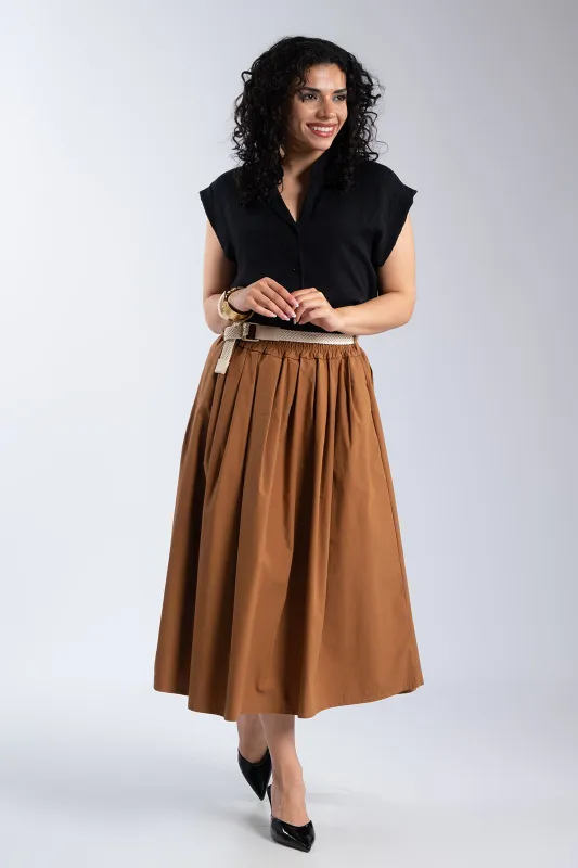 Cotton Skirt Knitted Belt 
