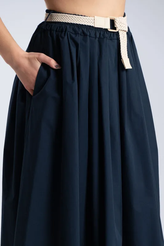 Cotton Skirt Knitted Belt 