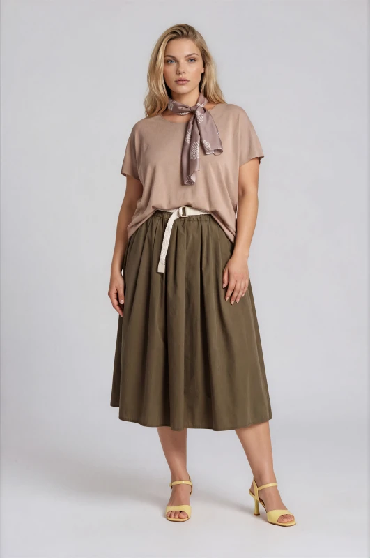 Cotton Skirt Knitted Belt 