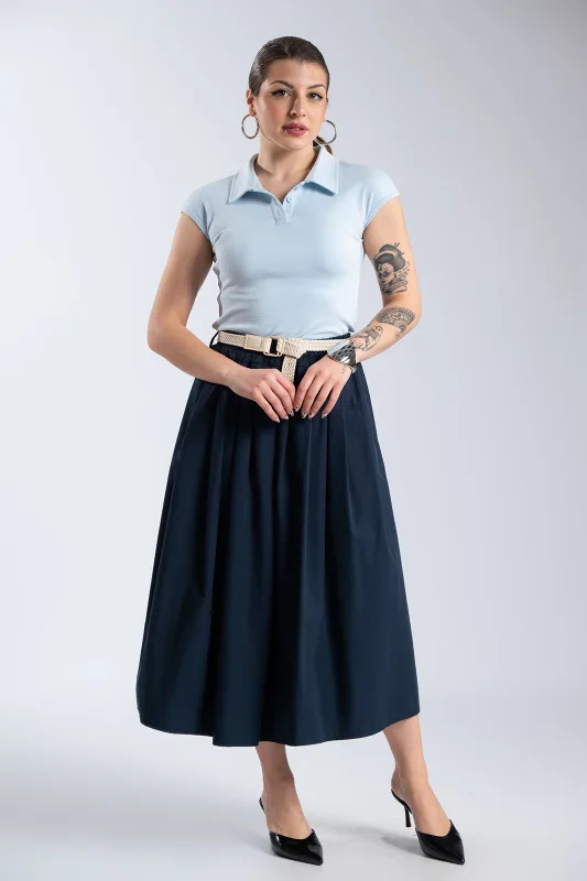 Cotton Skirt Knitted Belt 