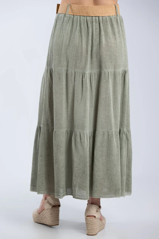 Cotton Skirt Straw Belt 